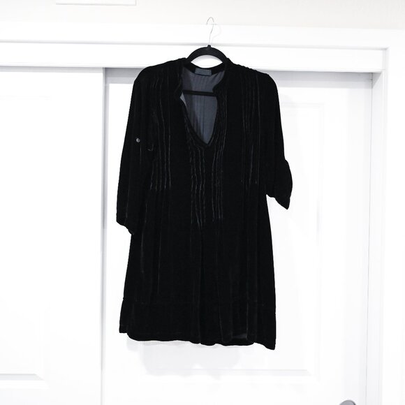 CP Shades Size XS Velvet Roll Sleeve V-Neck Boho Blouse - Picture 2 of 9